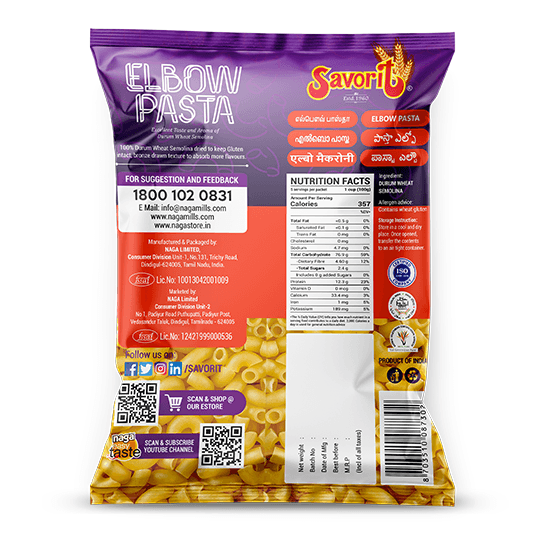 Savorit Durum Wheat Pasta 500g (Elbow) - product media